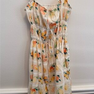 Abercrombie & Fitch Cream/Citrus Tie Front Dress